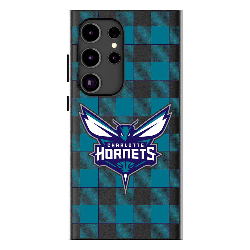 Charlotte Hornets Plaid Galaxy MagSafe Compatible Phone Case