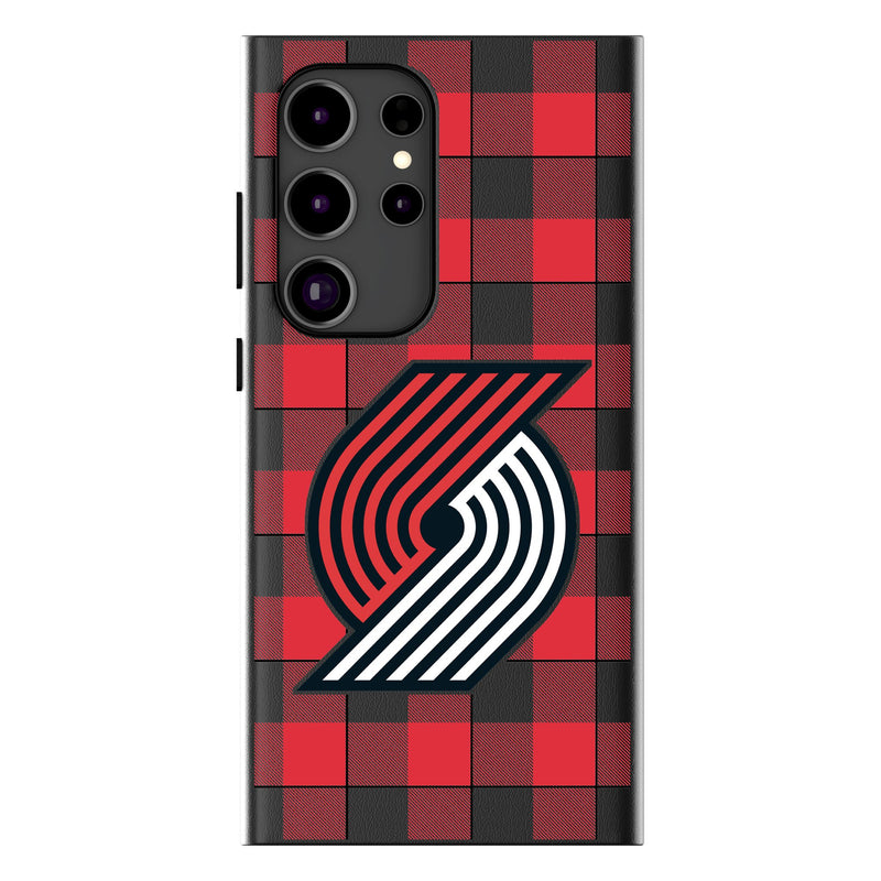 Portland Trail Blazers Plaid Galaxy MagSafe Compatible Phone Case