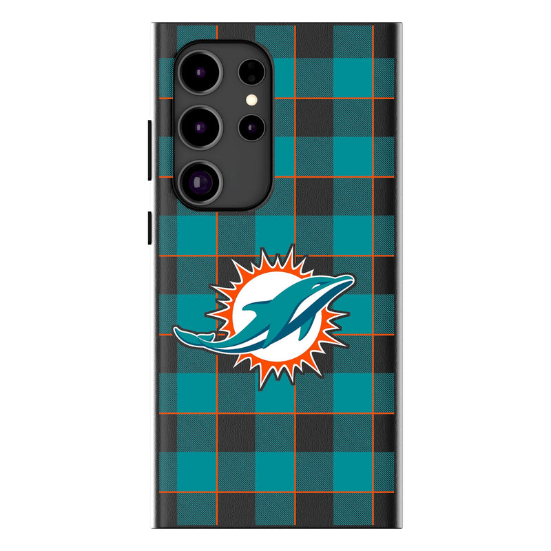 Miami Dolphins Plaid Galaxy MagSafe Compatible Phone Case