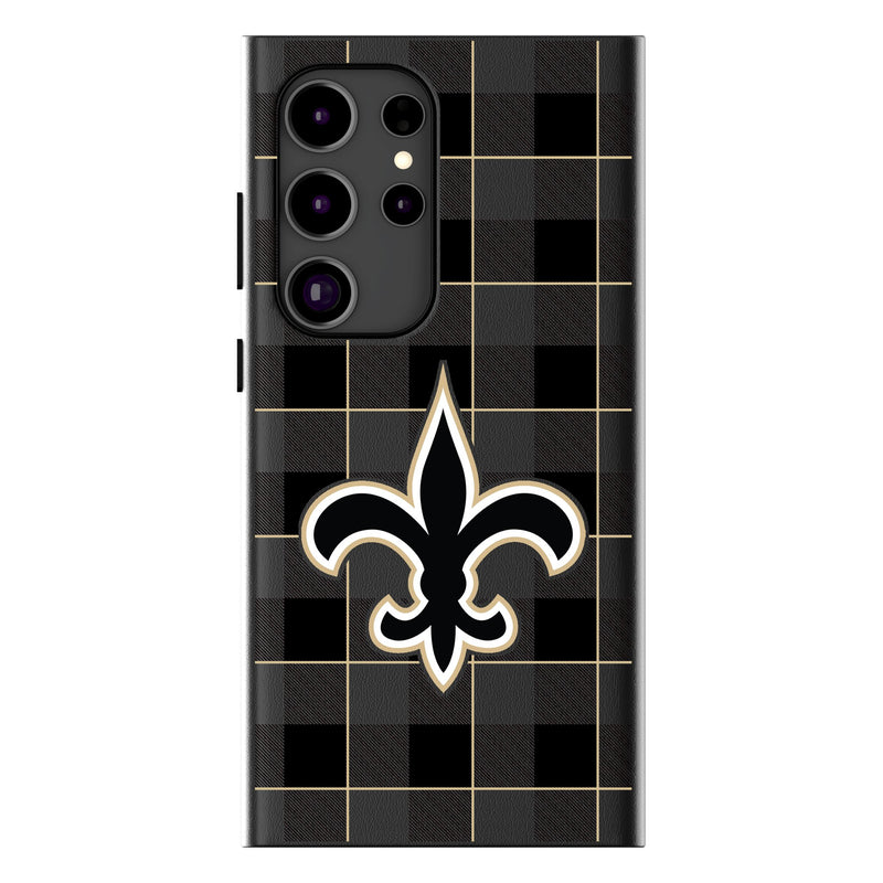 New Orleans Saints Plaid Galaxy MagSafe Compatible Phone Case