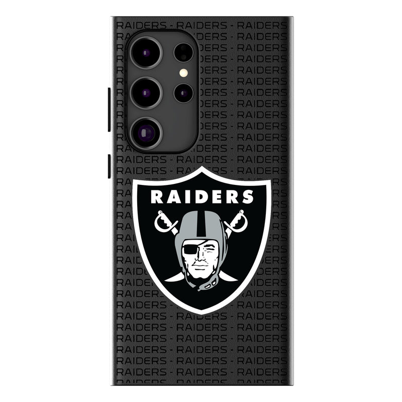 Las Vegas Raiders Text Backdrop Galaxy MagSafe Compatible Phone Case