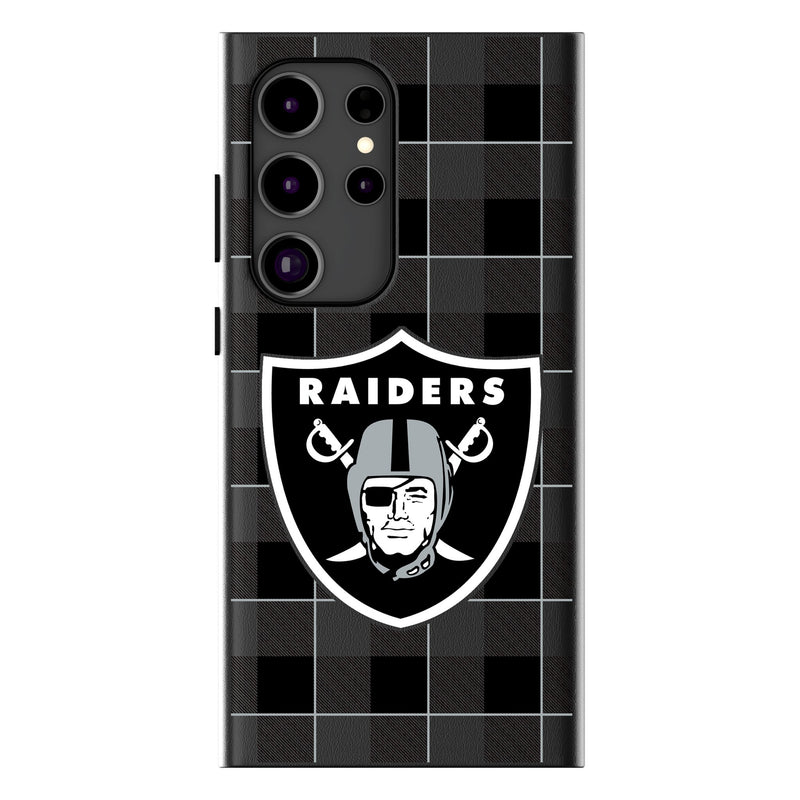 Las Vegas Raiders Plaid Galaxy MagSafe Compatible Phone Case