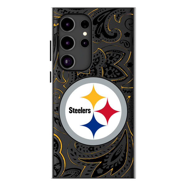 Pittsburgh Steelers Paisley Galaxy MagSafe Compatible Phone Case for Samsung Galaxy
