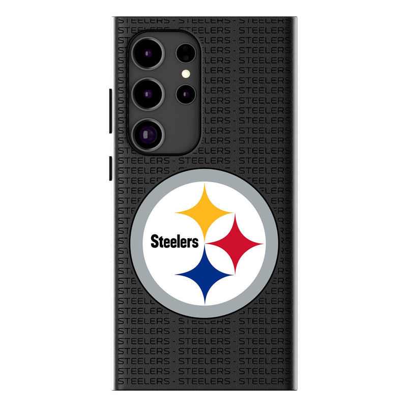 Pittsburgh Steelers Text Backdrop Galaxy MagSafe Compatible Phone Case