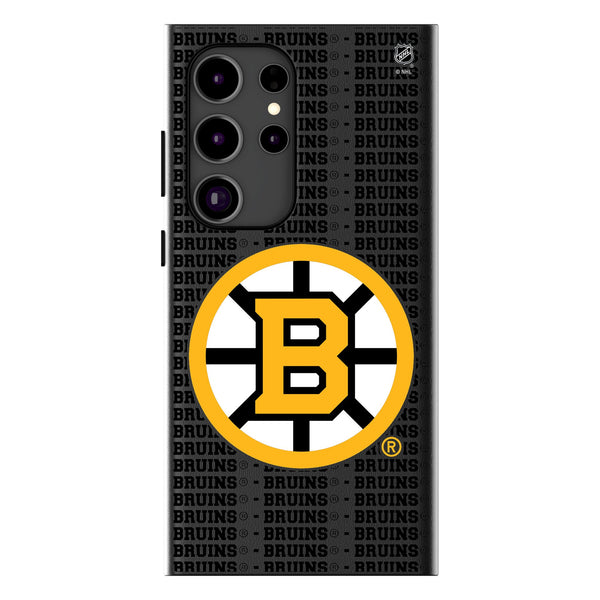 Boston Bruins Text Backdrop Galaxy MagSafe Compatible Phone Case for Samsung Galaxy