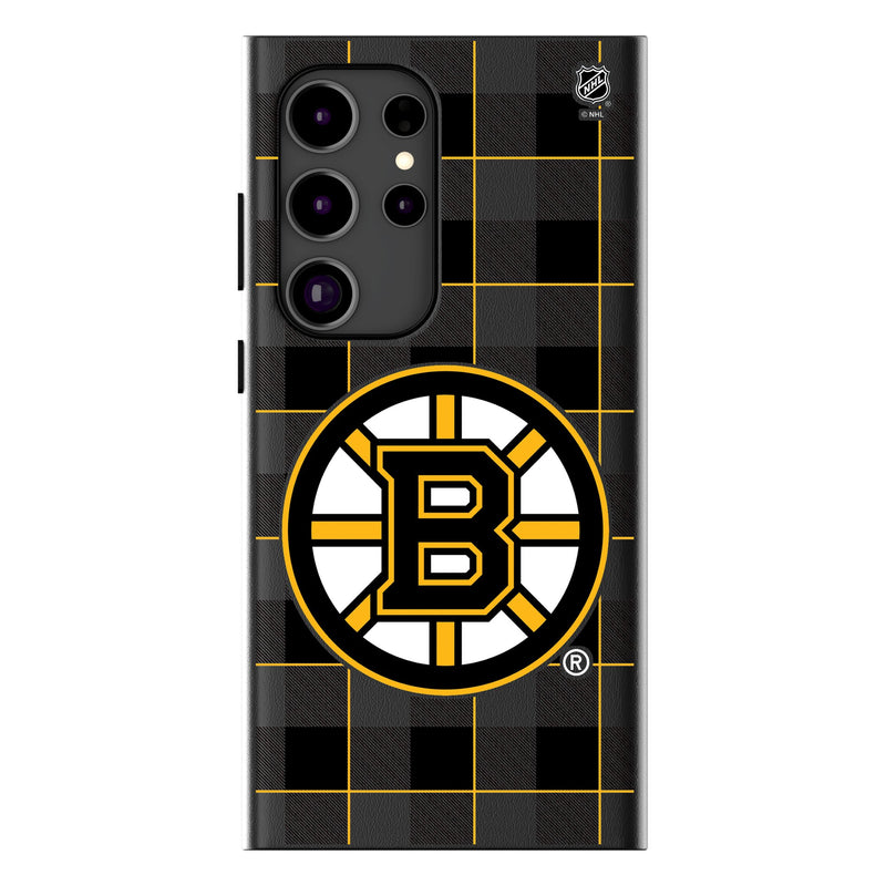 Boston Bruins Plaid Galaxy MagSafe Compatible Phone Case