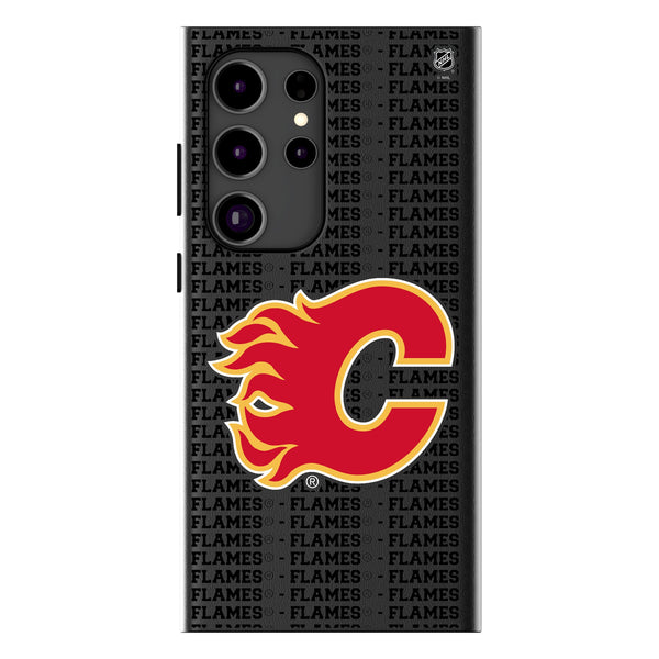 Calgary Flames Text Backdrop Galaxy MagSafe Compatible Phone Case