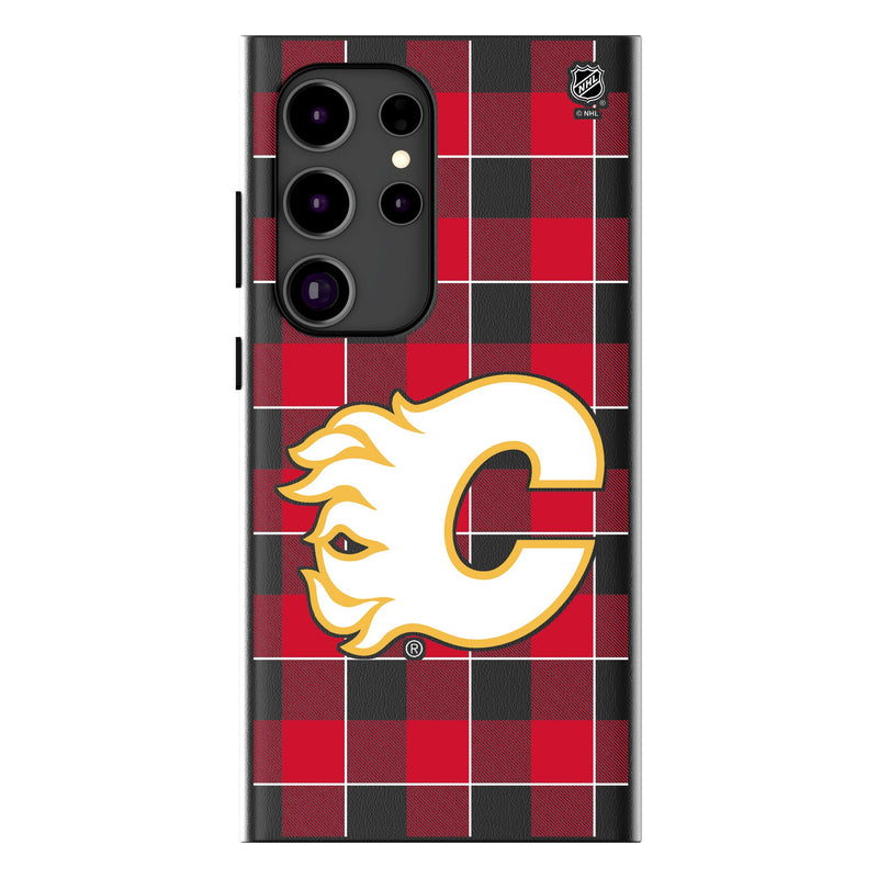 Calgary Flames Plaid Galaxy MagSafe Compatible Phone Case