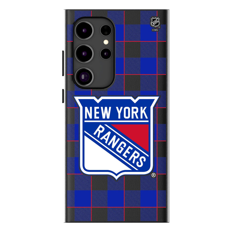 New York Rangers Plaid Galaxy MagSafe Compatible Phone Case