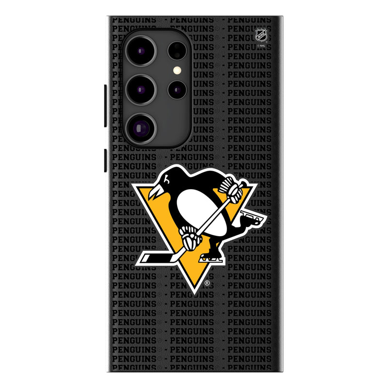 Pittsburgh Penguins Text Backdrop Galaxy MagSafe Compatible Phone Case