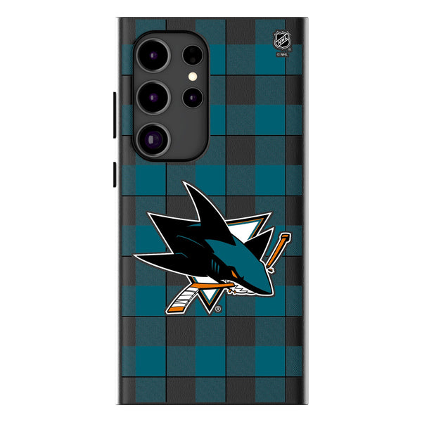 San Jose Sharks Plaid Galaxy MagSafe Compatible Phone Case