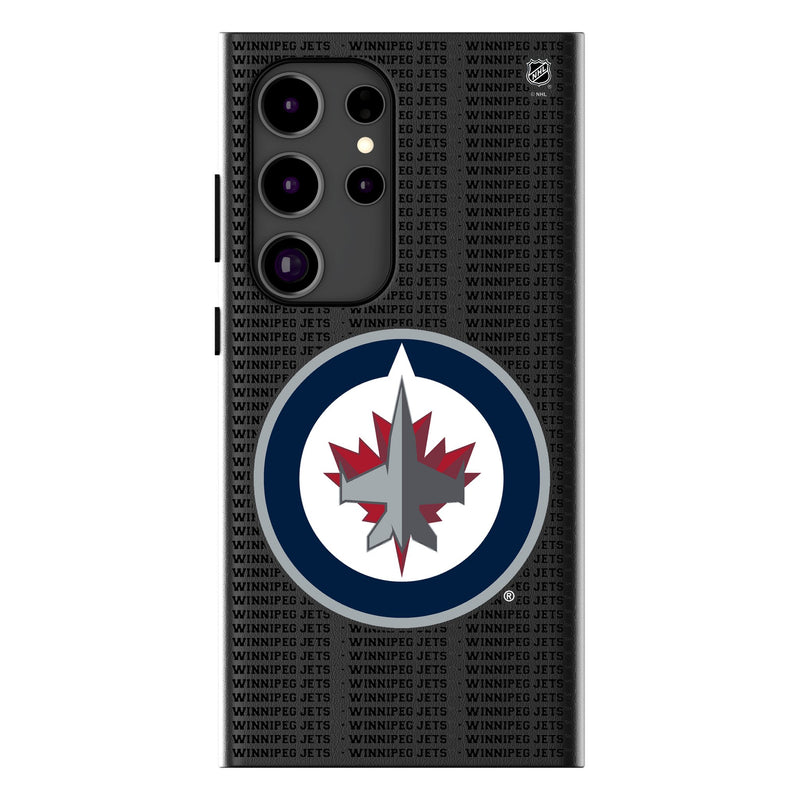 Winnipeg Jets Text Backdrop Galaxy MagSafe Compatible Phone Case