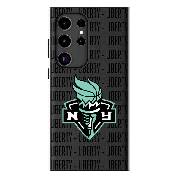 New York Liberty Text Backdrop Galaxy MagSafe Compatible Phone Case