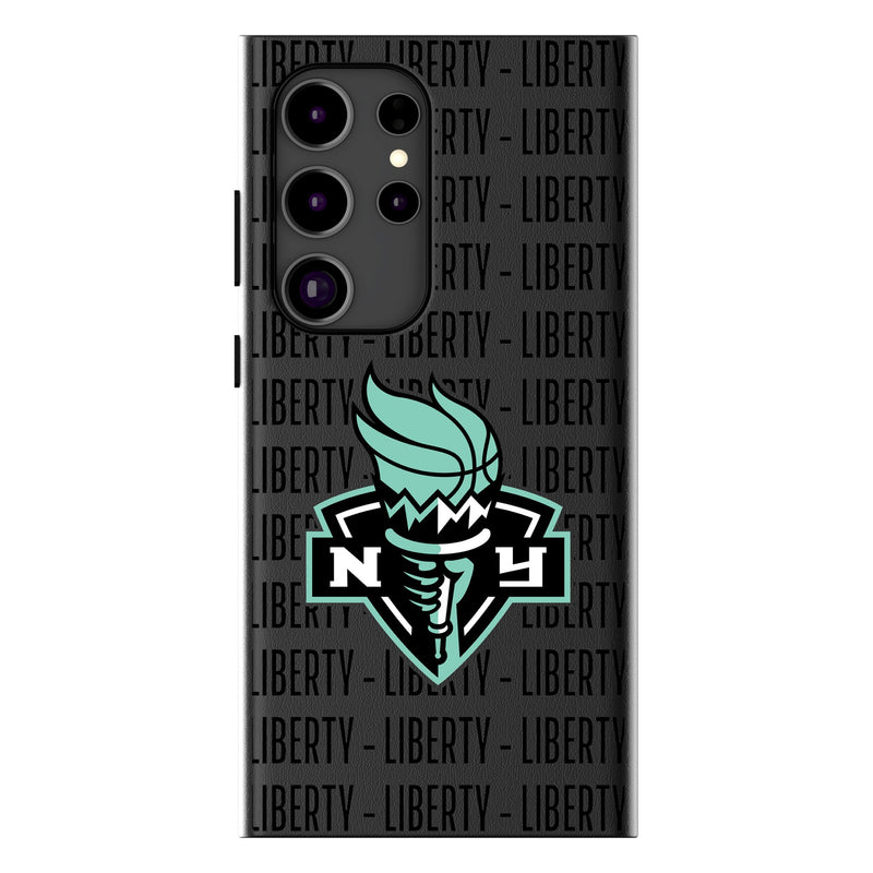 New York Liberty Text Backdrop Galaxy MagSafe Compatible Phone Case