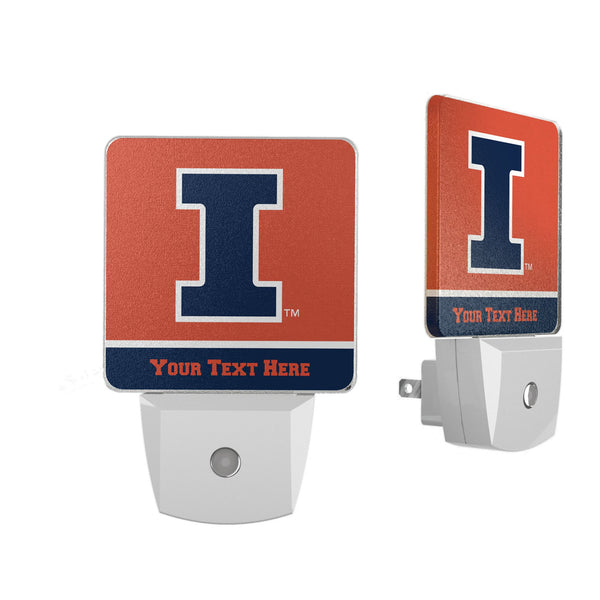University of Illinois Fighting Illini Personalized Endzone Solid Night Light 2-Pack