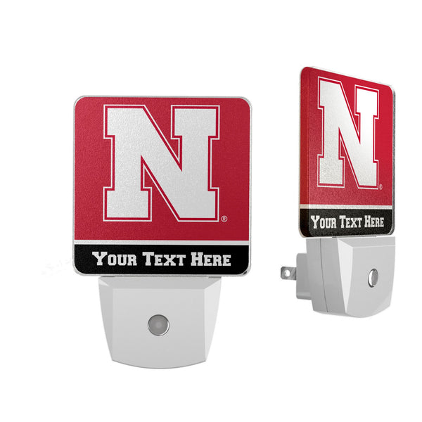 University of Nebraska Huskers Block N Personalized Endzone Solid Night Light 2-Pack