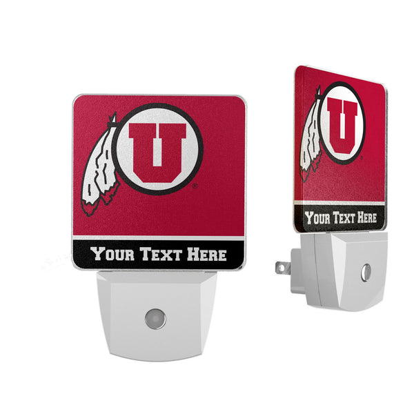 University of Utah Utes Personalized Endzone Solid Night Light 2-Pack