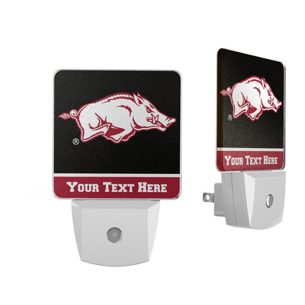 University of Arkansas Fayetteville Razorbacks Personalized Endzone Solid Night Light 2-Pack