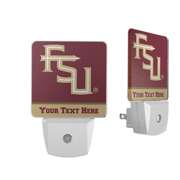 Florida State University Seminoles Athletic Wordmark Personalized Endzone Solid Night Light 2-Pack