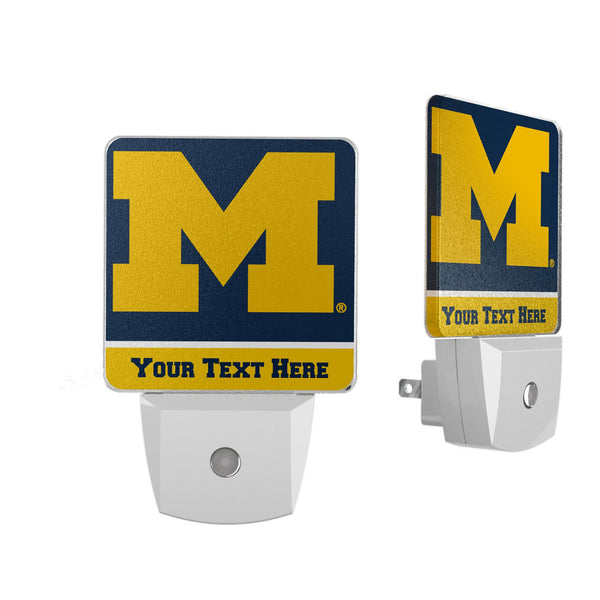University of Michigan Wolverines Personalized Endzone Solid Night Light 2-Pack