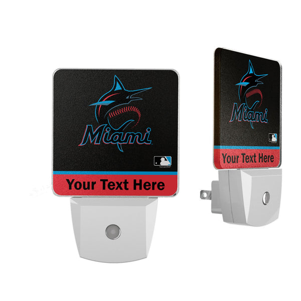Miami Marlins Personalized Endzone Solid Night Light 2-Pack