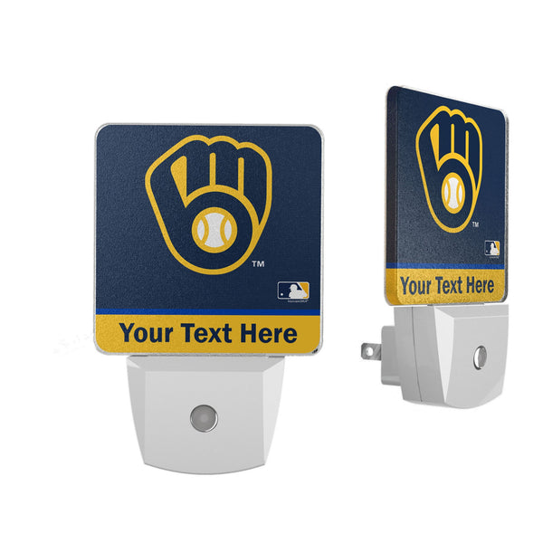 Milwaukee Brewers Personalized Endzone Solid Night Light 2-Pack