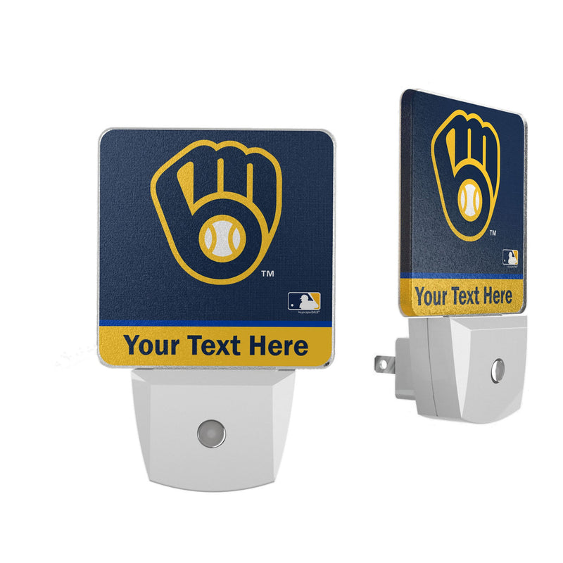 Milwaukee Brewers Personalized Endzone Solid Night Light 2-Pack