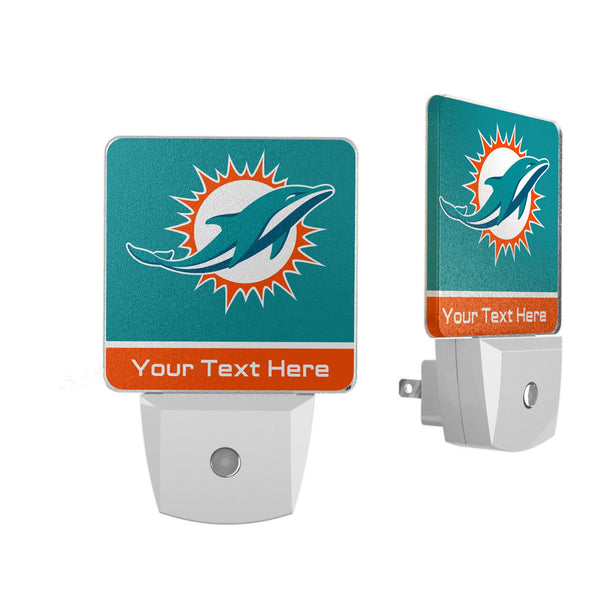 Miami Dolphins Personalized Endzone Solid Night Light 2-Pack