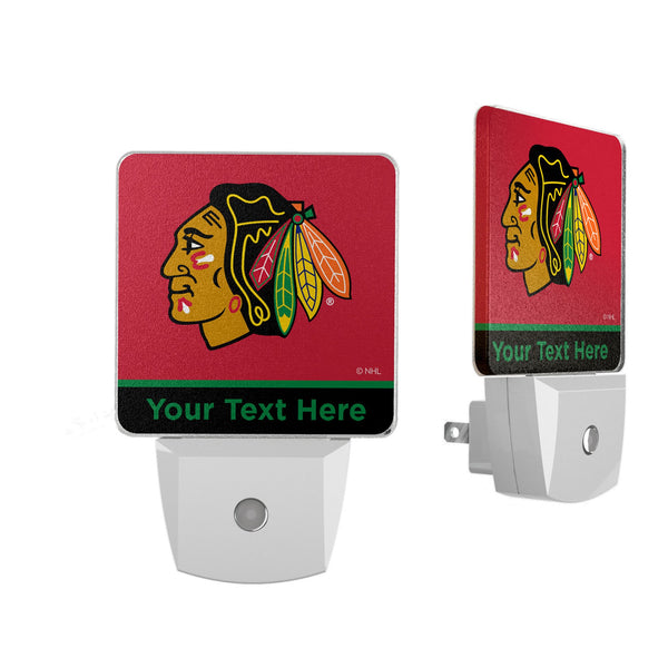 Chicago Blackhawks Personalized Endzone Solid Night Light 2-Pack