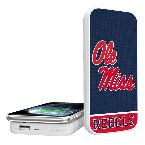 University of Mississippi Rebels Endzone Solid 5000mAh Portable Wireless Charger
