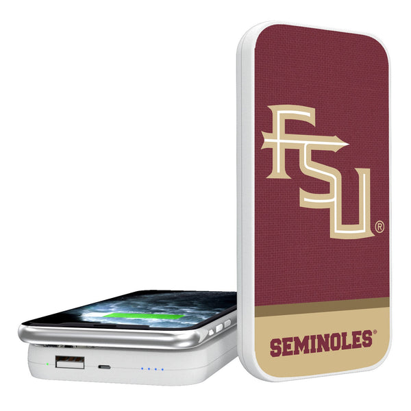 Florida State University Seminoles Athletic Wordmark Endzone Solid 5000mAh Portable Wireless Charger
