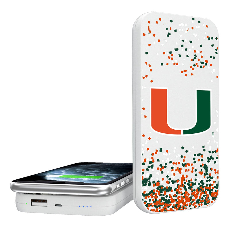 University of Miami Hurricanes Confetti 5000mAh Portable Wireless Charger