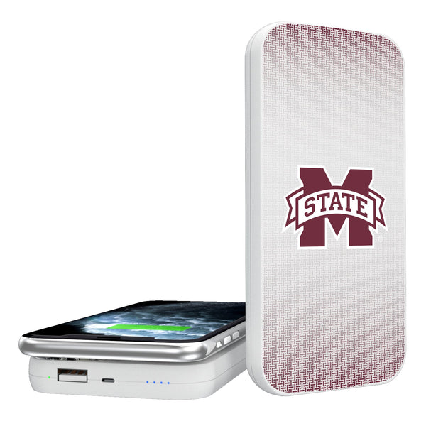 Mississippi State Bulldogs Linen 5000mAh Portable Wireless Charger