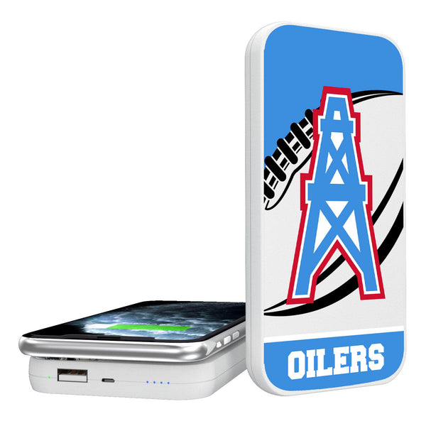 Houston Oilers Historic Collection Passtime 5000mAh Portable Wireless Charger