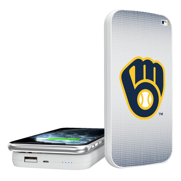 Milwaukee Brewers Linen 5000mAh Portable Wireless Charger