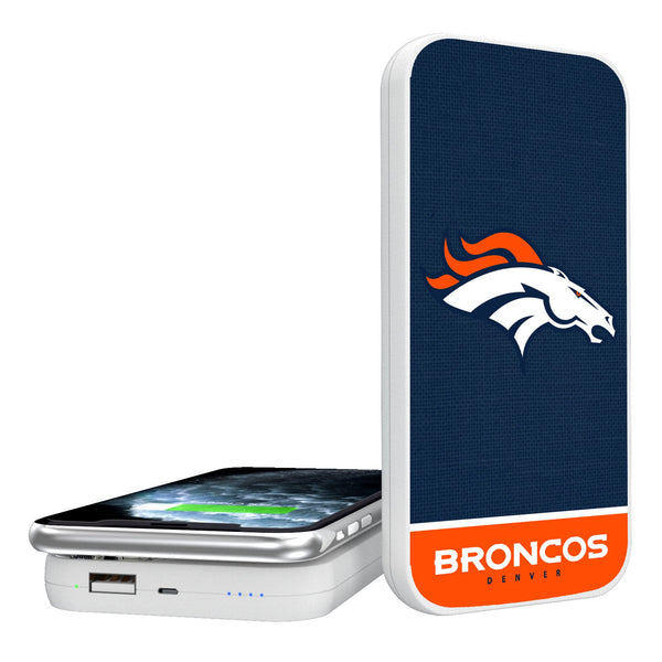 Denver Broncos Endzone Solid 5000mAh Portable Wireless Charger