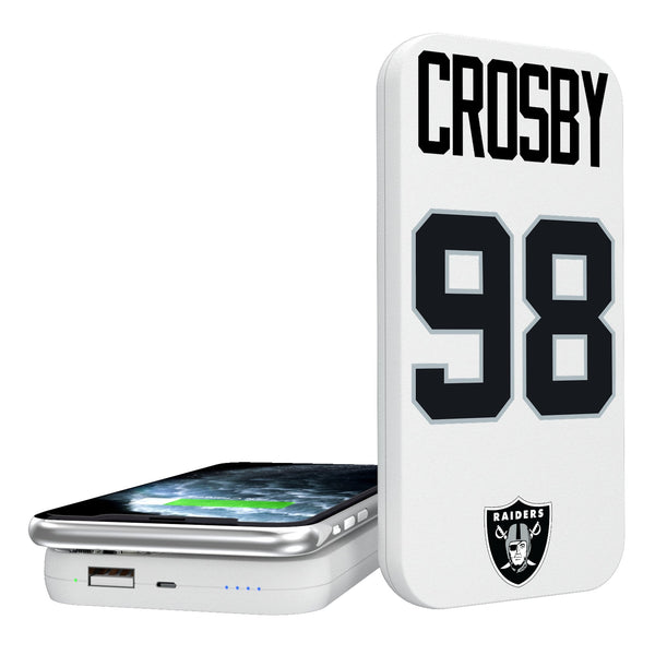 Maxx Crosby Las Vegas Raiders 98 Ready 5000mAh Portable Wireless Charger