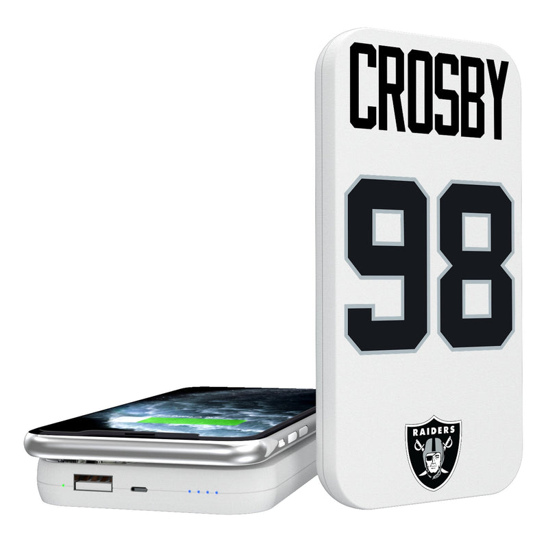 Maxx Crosby Las Vegas Raiders 98 Ready 5000mAh Portable Wireless Charger