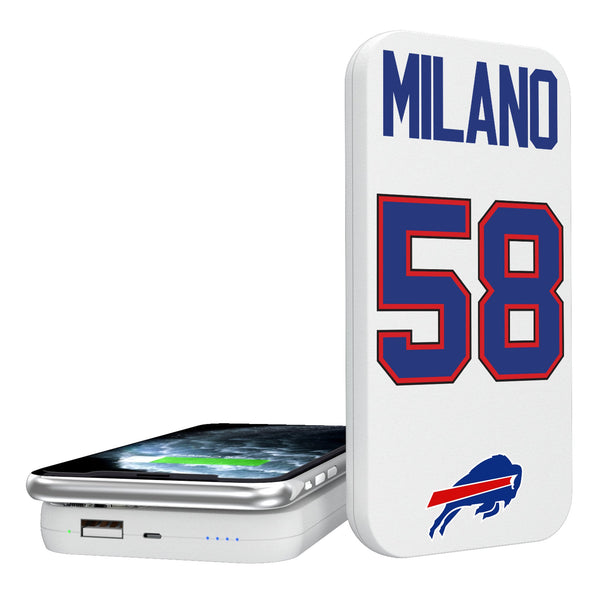 Matt Milano Buffalo Bills 58 Ready 5000mAh Portable Wireless Charger