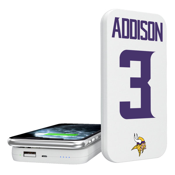 Jordan Addison Minnesota Vikings 3 Ready 5000mAh Portable Wireless Charger