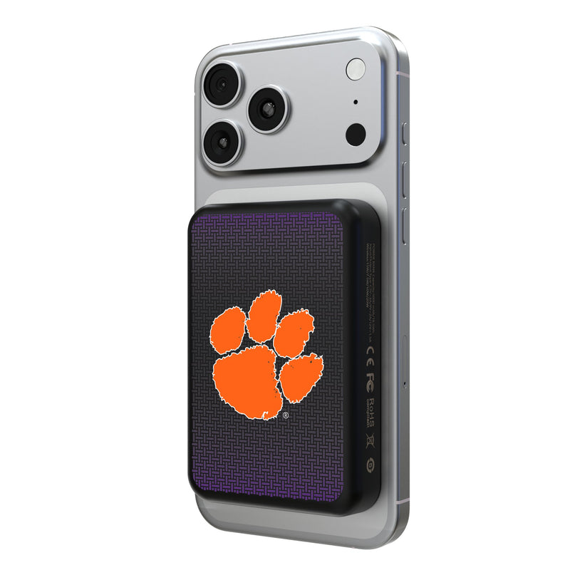 Clemson University Tigers Linen Wireless Mag Power Bank