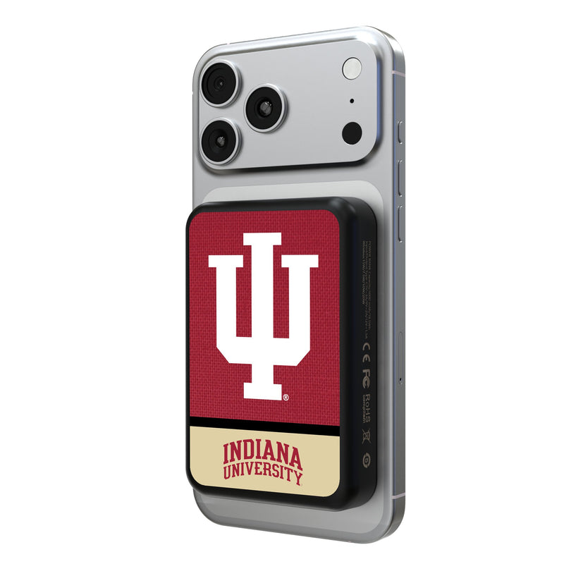 Indiana University Hoosiers Endzone Solid Wireless Mag Power Bank