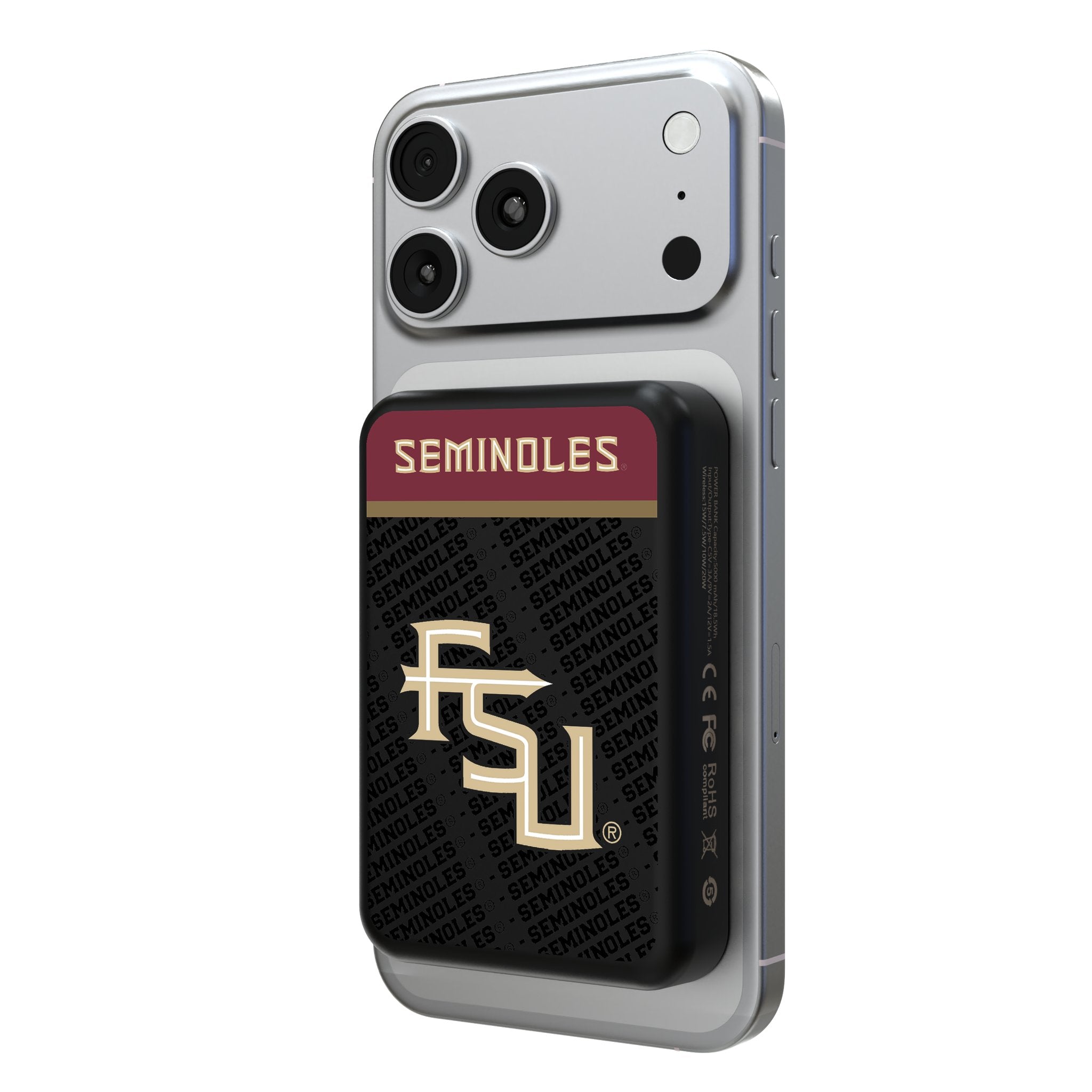 Florida State University Seminoles Athletic Wordmark Endzone Plus Wireless Mag Power Bank