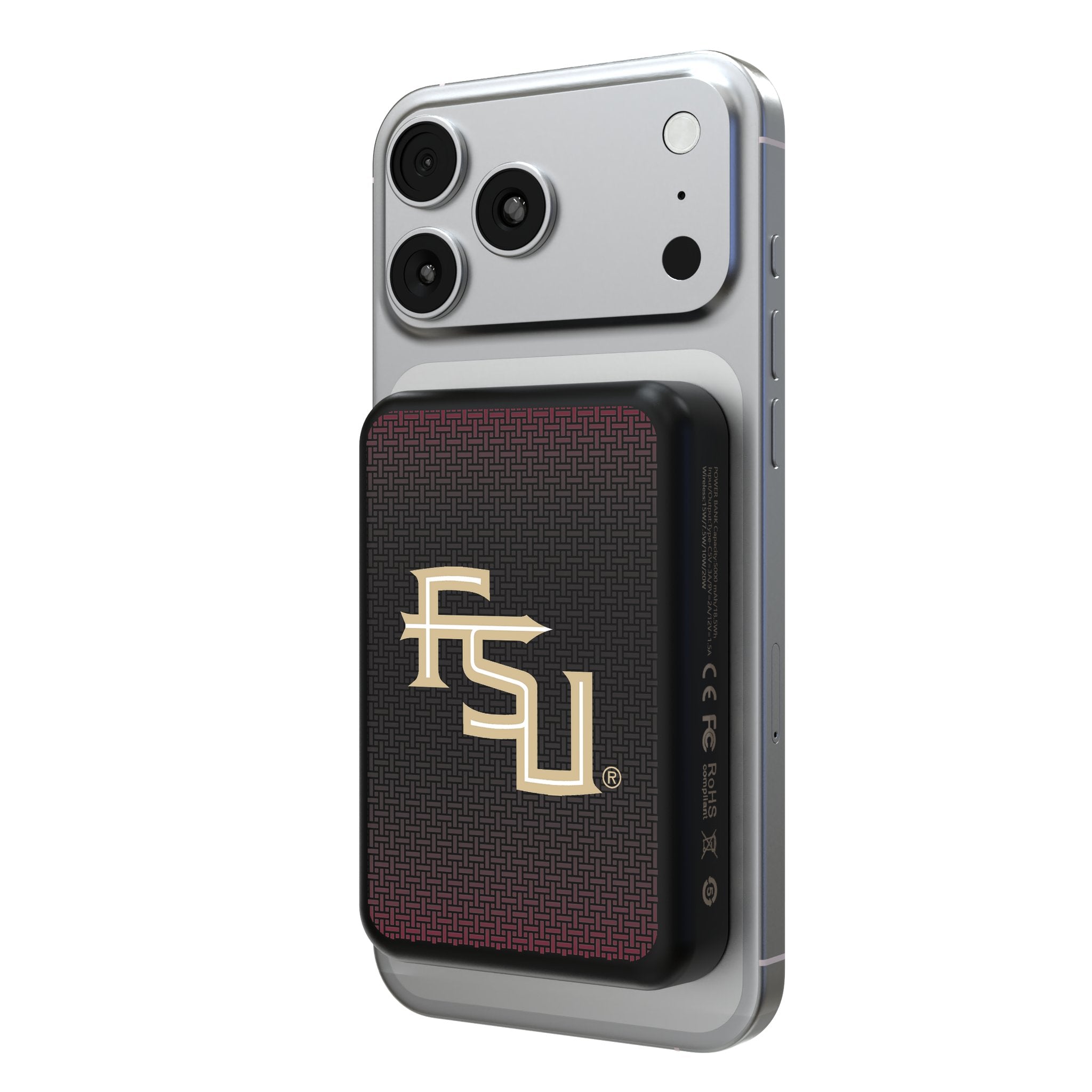 Florida State University Seminoles Athletic Wordmark Linen Wireless Mag Power Bank