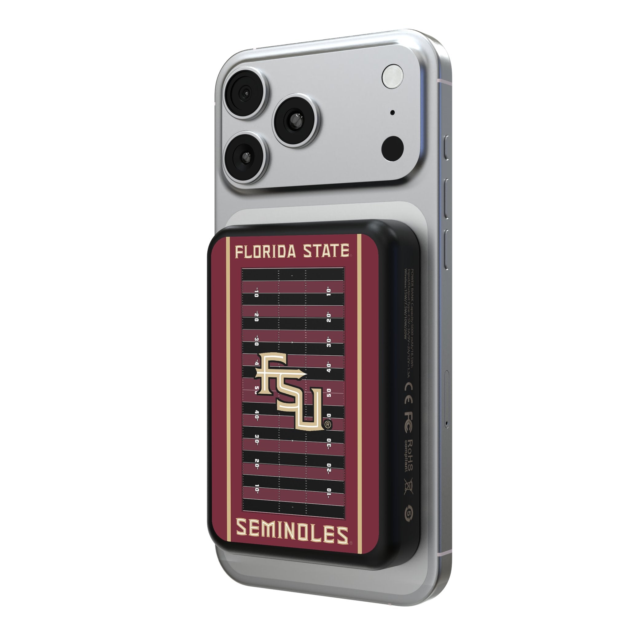 Florida State University Seminoles Athletic Wordmark Field Wireless Mag Power Bank