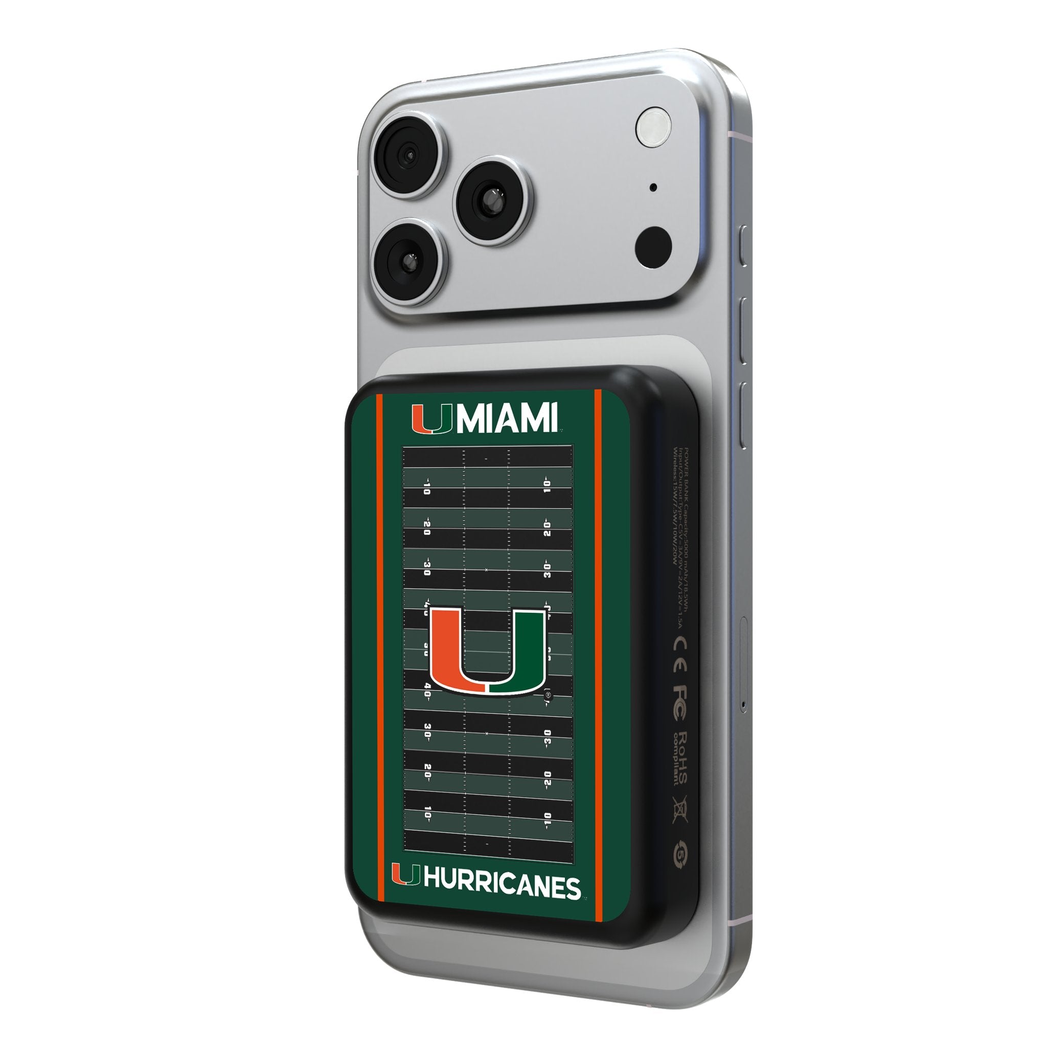 University of Miami Hurricanes Field Wireless Mag Power Bank