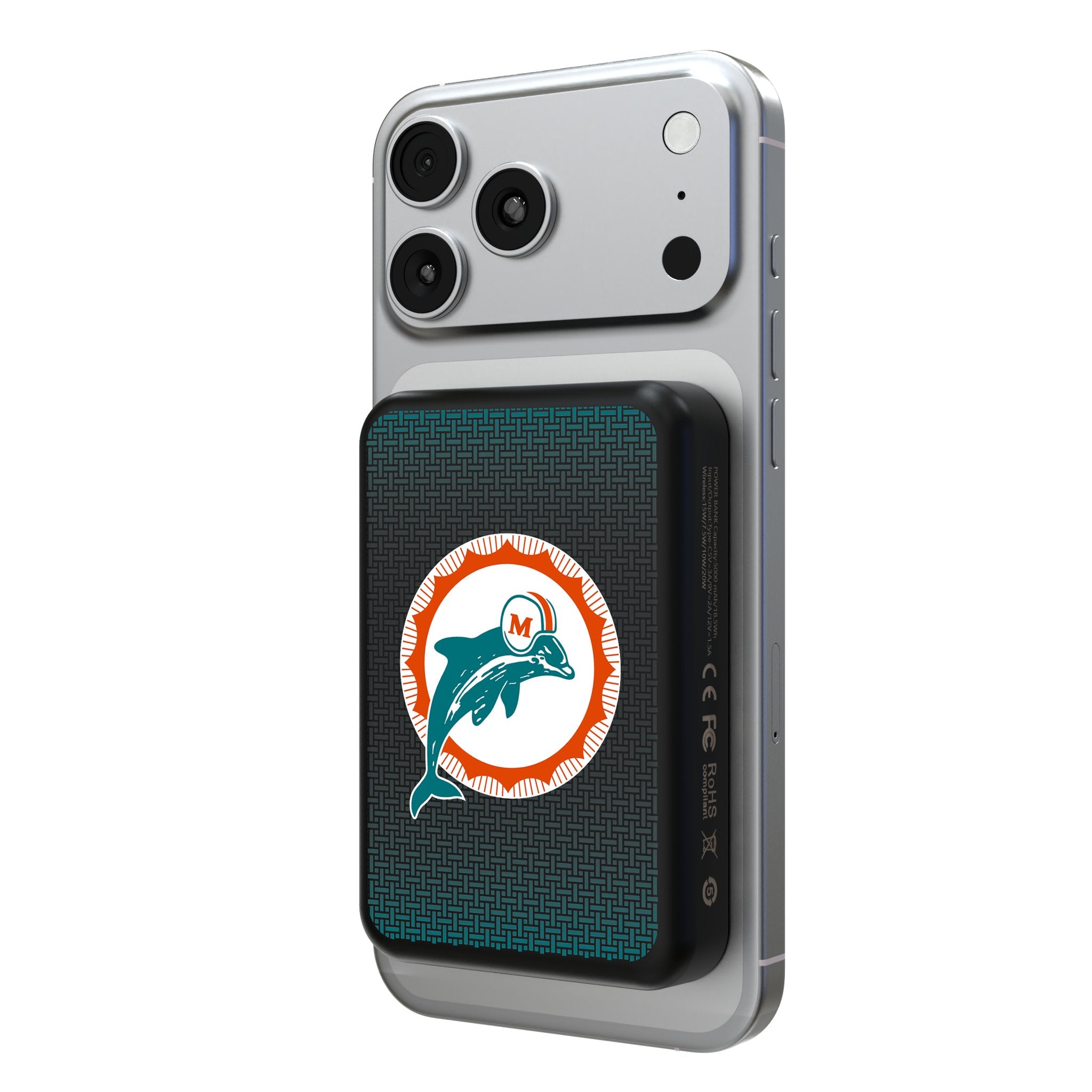Miami Dolphins 1966-1973 Historic Collection Linen Wireless Mag Power Bank