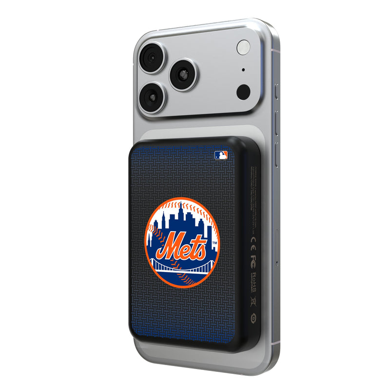 New York Mets Linen Wireless Mag Power Bank