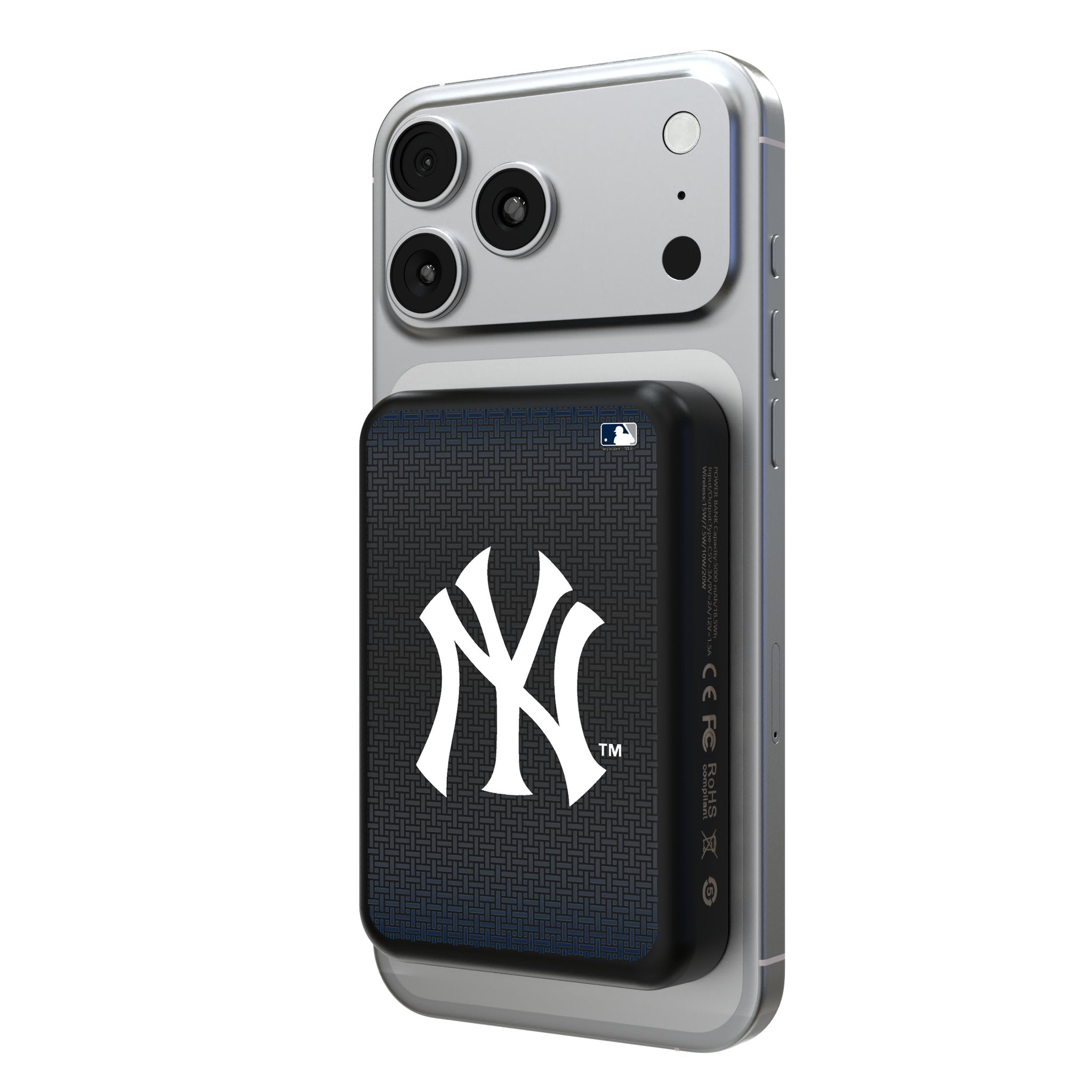 New York Yankees Linen Wireless Mag Power Bank