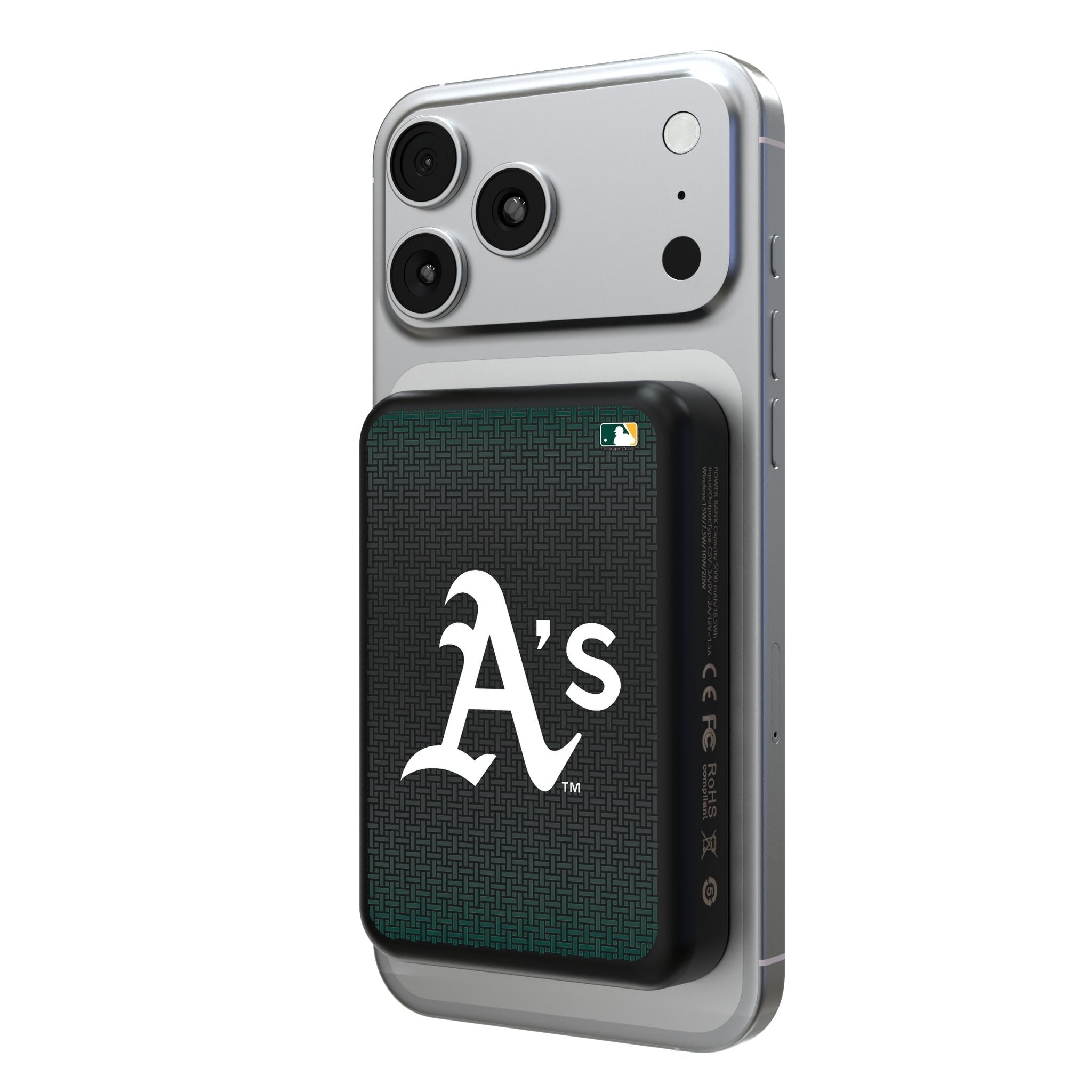 Oakland Athletics Linen Wireless Mag Power Bank